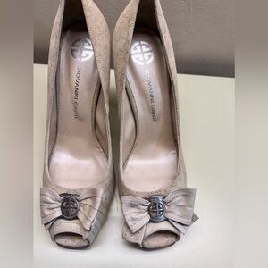 Cream Peep-Toe Heels